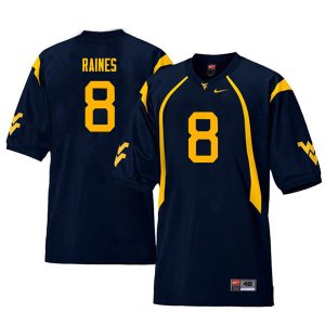 Men's West Virginia Mountaineers NCAA #8 Kwantel Raines Navy Authentic Nike Throwback Stitched College Football Jersey CJ15K80GT